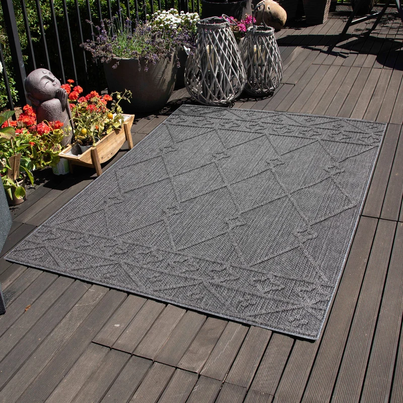 Carpettex Bouclé Teppich 3D Hoch-Tief Indoor Outdoor Wetterfest