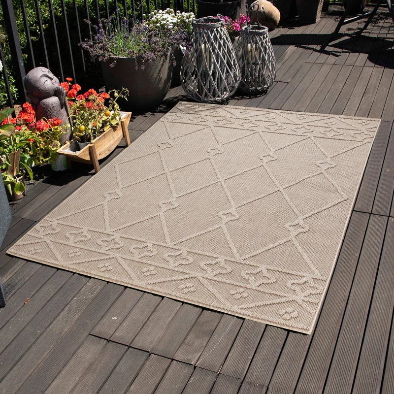 Carpettex Bouclé Teppich 3D Hoch-Tief Indoor Outdoor Wetterfest