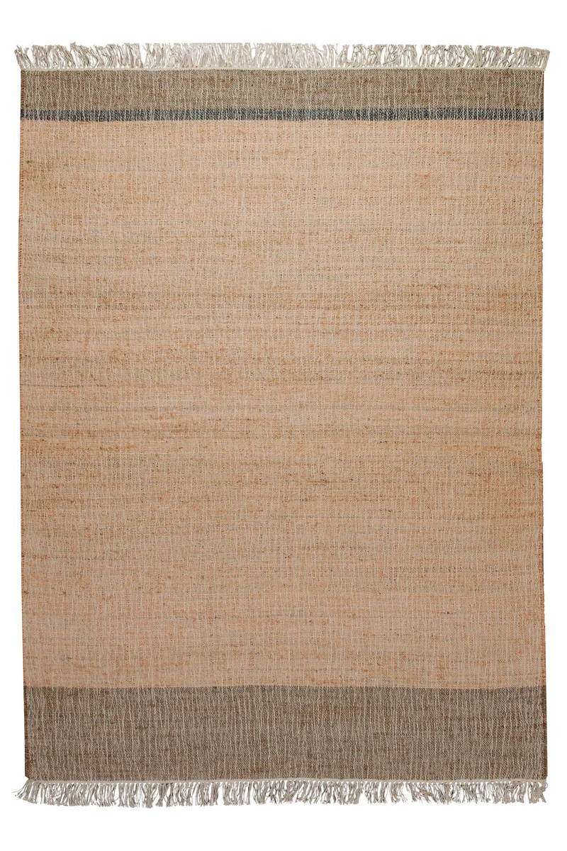160x230 Teppich Wohnzimmer Sandfeld mit Akzentkanten – Ruhiger Naturteppich mit Charakter