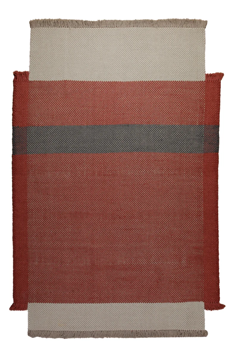 160x230 Teppich Wohnzimmer Studio-Stück in Terrakotta – Experimenteller Wollteppich als Einzelstück