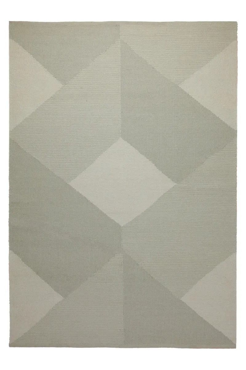 160x230 Teppich Wohnzimmer Salbei trifft Creme – Skandi-Handwebteppich in zarten Pastelltönen
