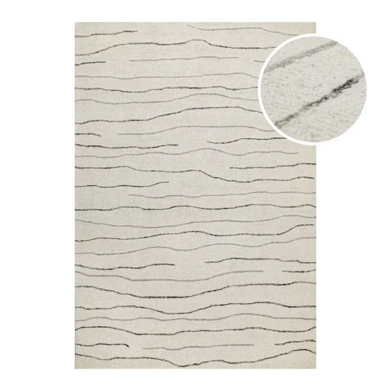 Kurzflor Teppich Creme Weiß aus Schurwolle "Hamptons ELEVEN" WECONhome
