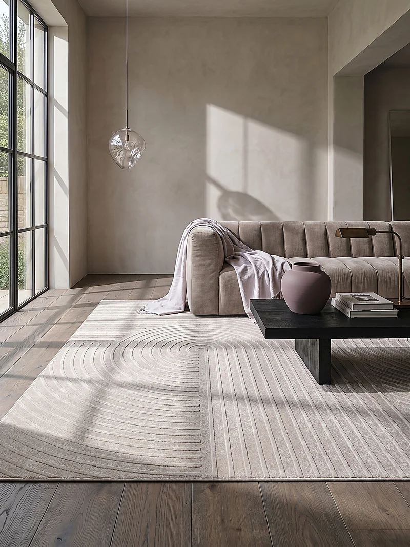 Kurzflor-Teppich 3D-Relief Zen-Garten - Polyester, 13 mm Gesamthöhe