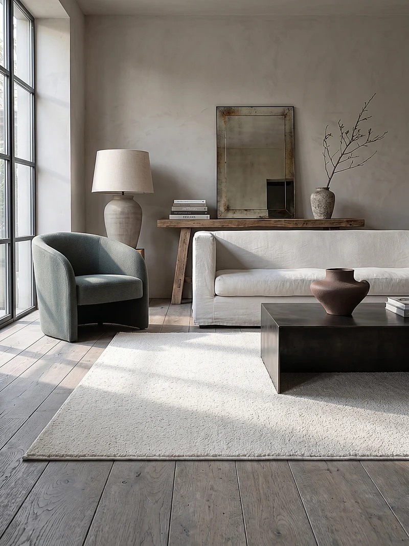 Hochflor-Teppich Cremeweiß Uni - Polypropylen, 18 mm Gesamthöhe