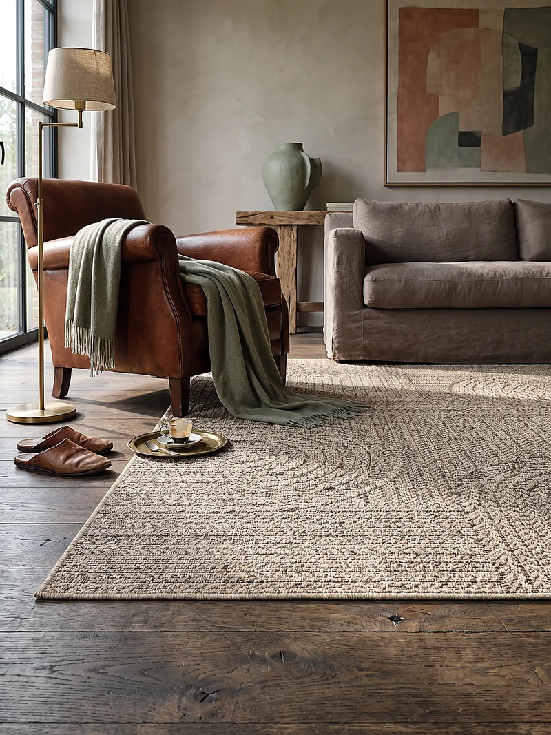 Flachgewebe-Teppich Bouclé-Flechtoptik - Polypropylen, 4 mm Gesamthöhe