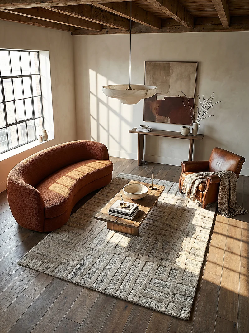 Wollteppich Abstrakt-Muster · 100 % Wolle · 6 mm Kurzflor
