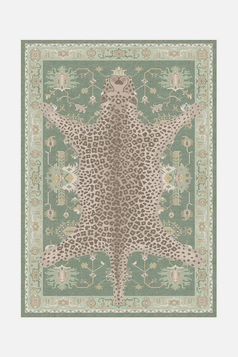 Leopard Grün Teppich