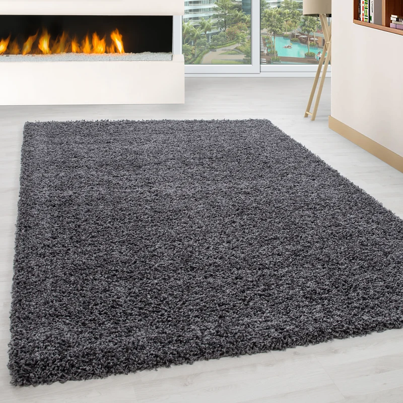 Hochflor Teppich Wohnzimmer Langflor Shaggy Teppich Einfarbig Design Flauschig
