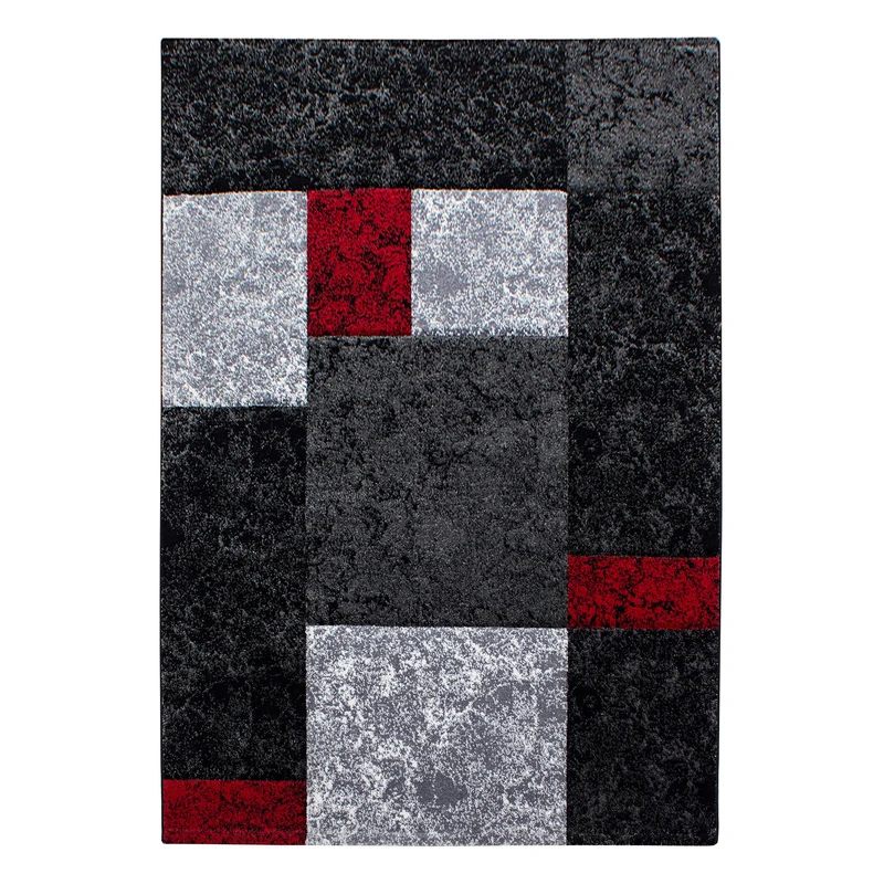 Carpettex Kurzflor Teppich Konturenschnitt Karo Meliert Waschbar