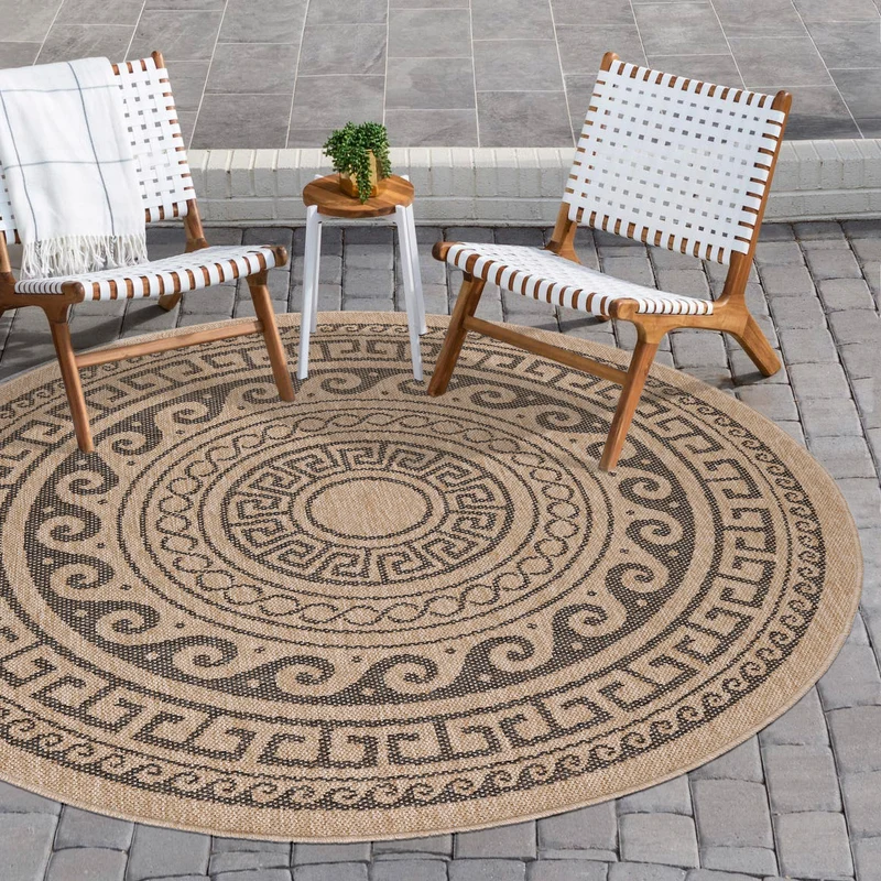 Carpettex Runder Outdoor Teppich Sisal Optik Jute Natur