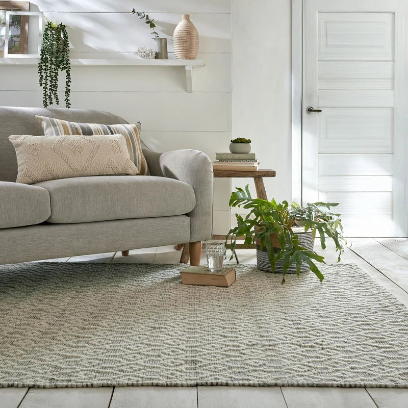 Teppich Wolle Kurzflor Diamant Muster, Wohnzimmer