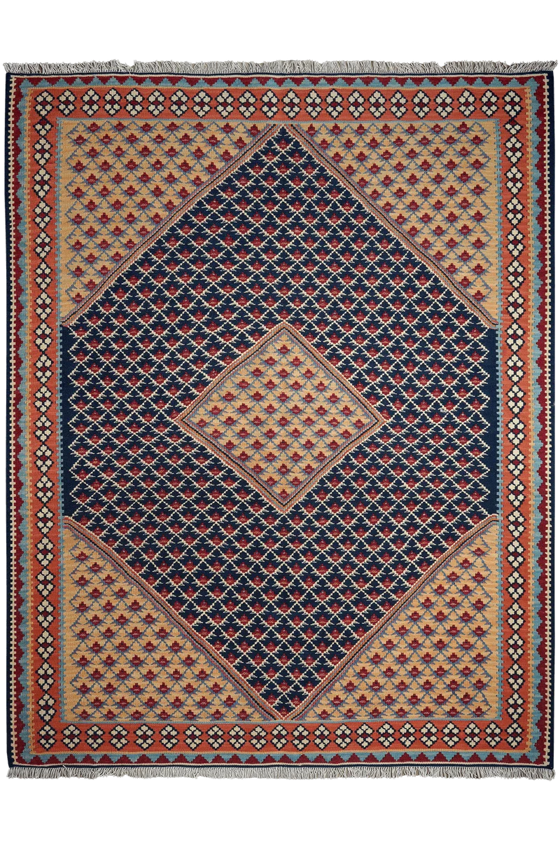 Kelim Senneh · Handgewebt – Blau, 193x153 cm