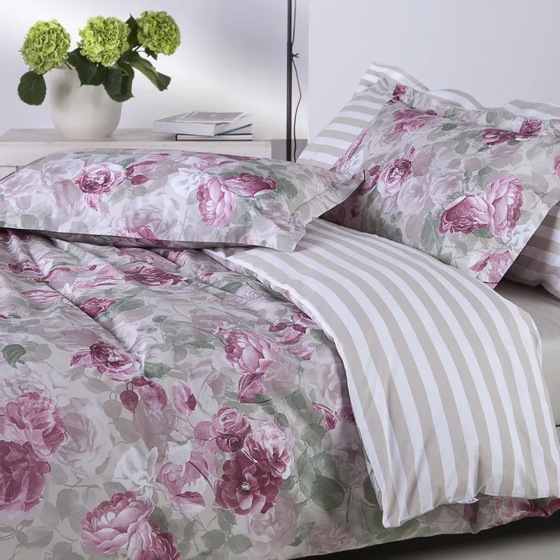 Copripiumino con federe limoges Floreale in Percalle