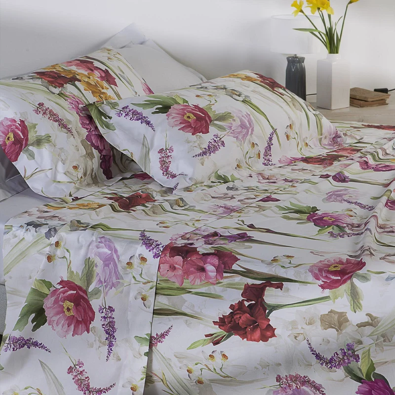 Completo Copripiumino charming flowers Floreale in Raso di cotone