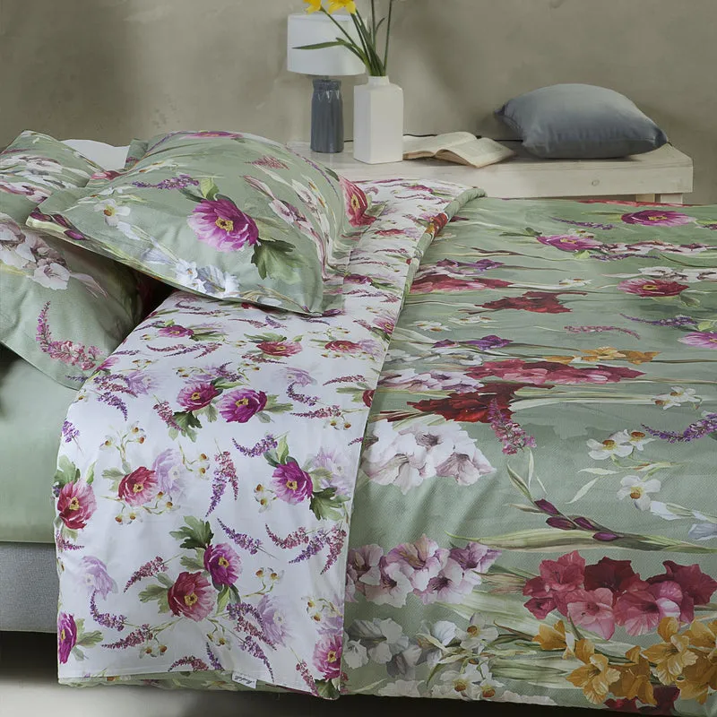 Completo Copripiumino charming flowers Floreale in Raso di cotone