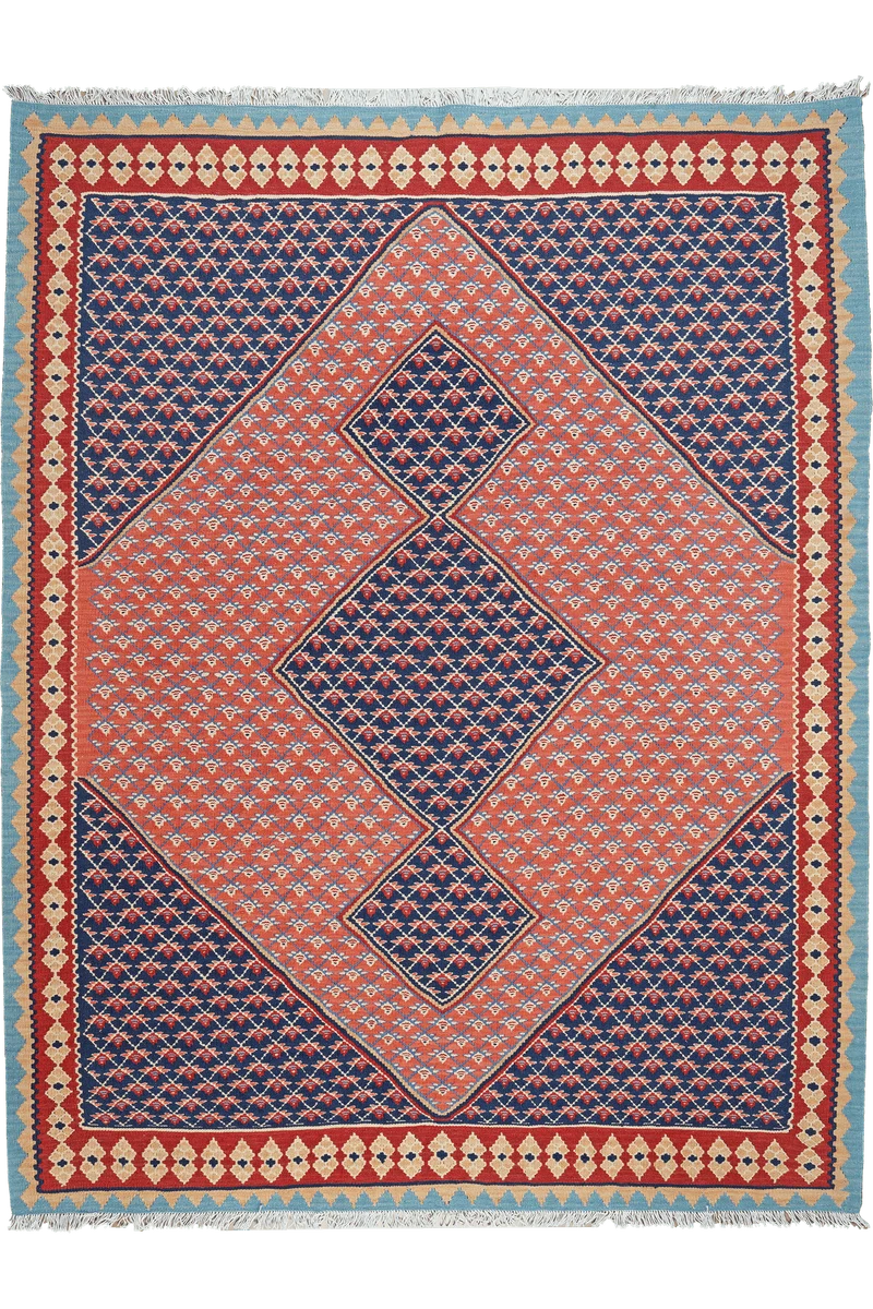 Kelim Senneh · Handgewebt – Rosa, 201x156 cm