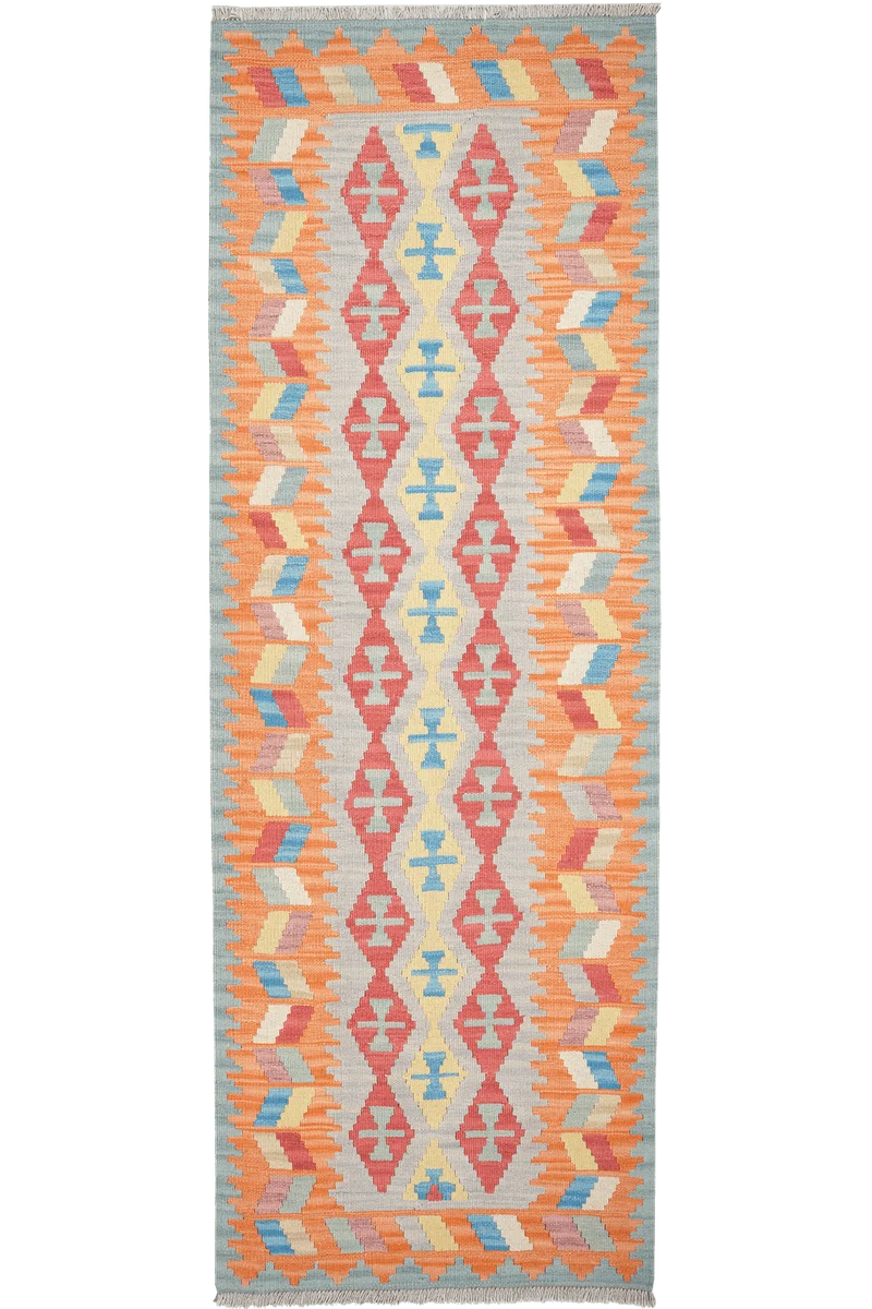 Kelim Gashgai · Handgewebt – Grau, 237x82 cm