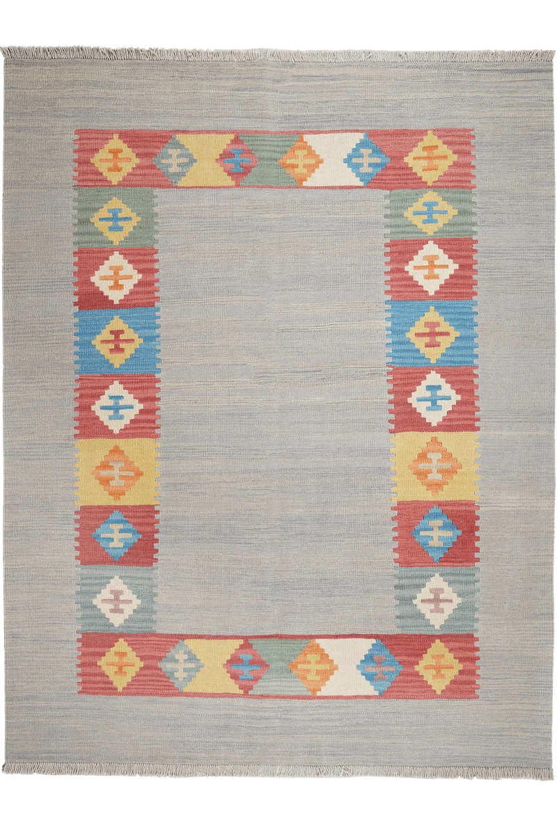 Kelim Gashgai · Handgewebt – Grau, 200x155 cm