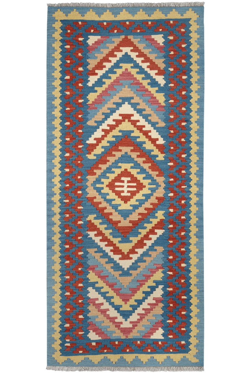 Kelim Gashgai · Handgewebt – Blau, 192x83 cm