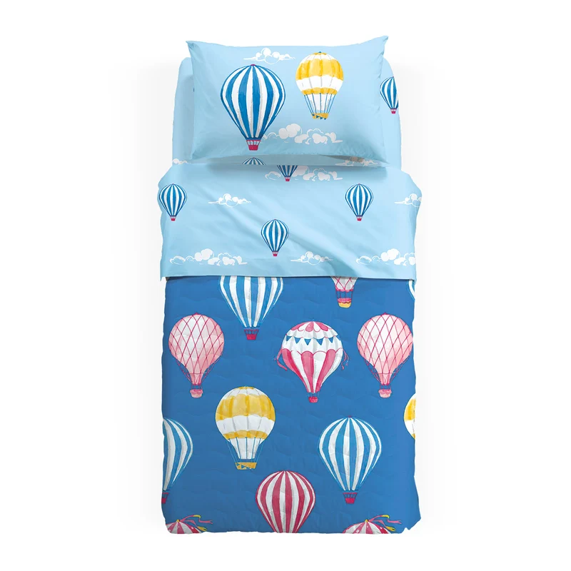 Copriletto Primaverile mongolfiere in Cotone 80 gr/mq