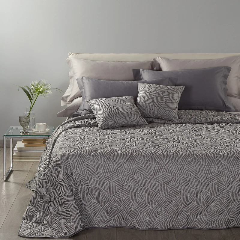 Copriletto Primaverile silver in Raso Jacquard 80 gr/mq