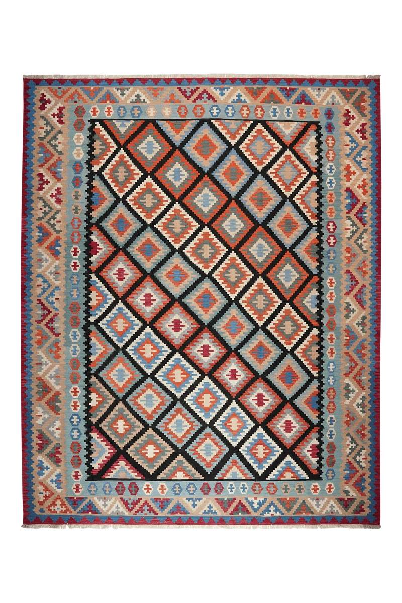 Kelim Gashgai · Handgewebt – Schwarz, 378x305 cm