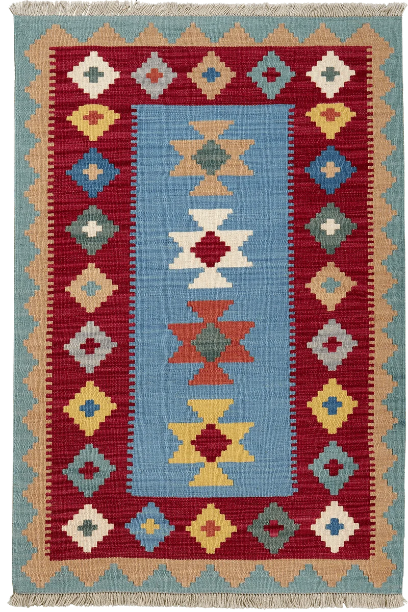 Kelim Gashgai · Handgewebt – Blau, 129x87 cm