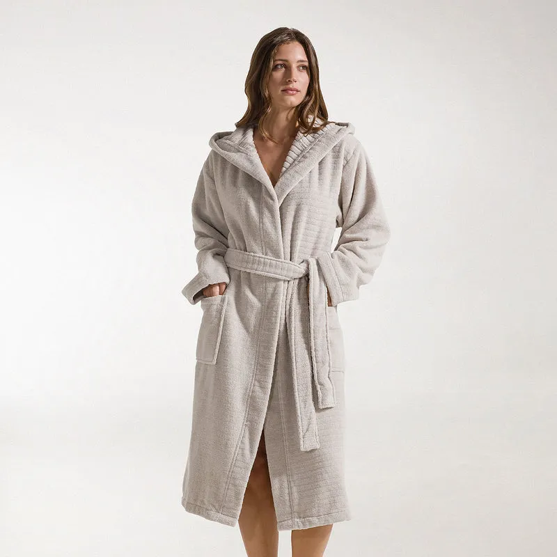 Accappatoio con Cappuccio stripe in Cotone 420 gr/mq