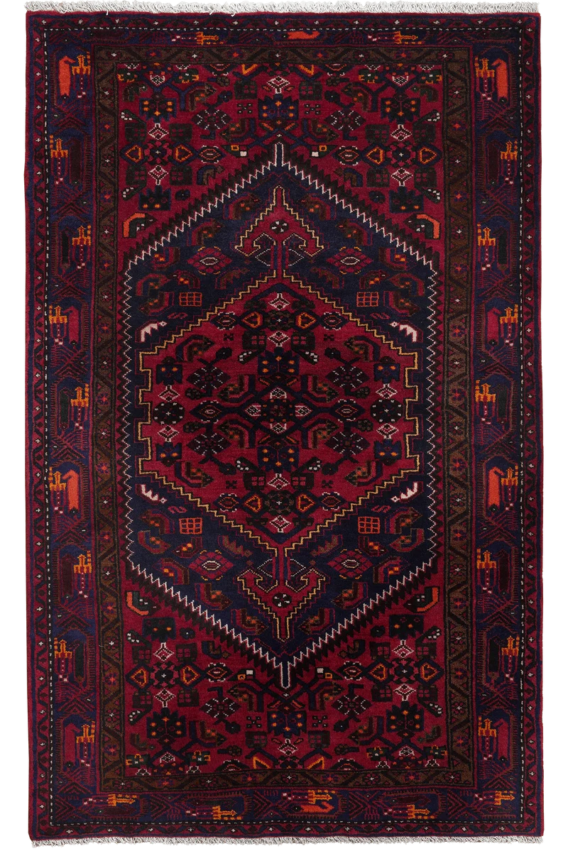Khamseh · Handgeknüpft – Blau, 203x125 cm