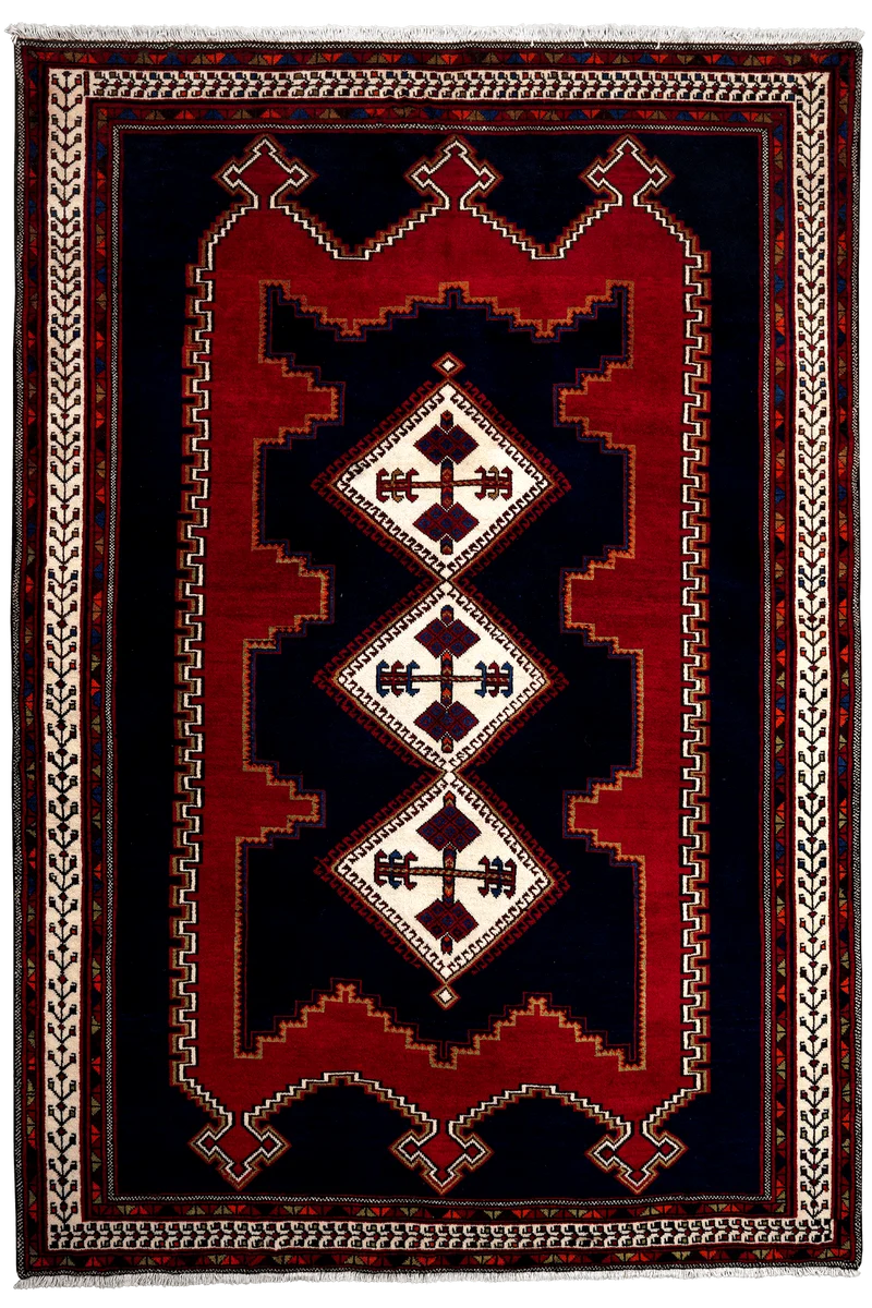 Afshar · Handgeknüpft – Blau, 233x159 cm