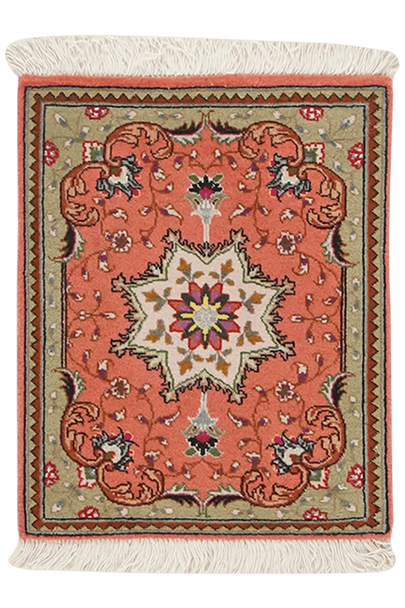 Tabriz 50 Raj · Handgeknüpft – Rot, 48x39 cm
