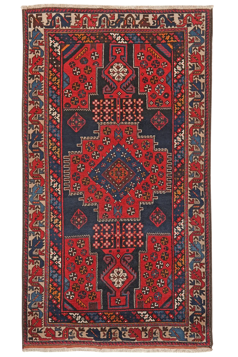 Afshar · Handgeknüpft – Blau, 225x127 cm