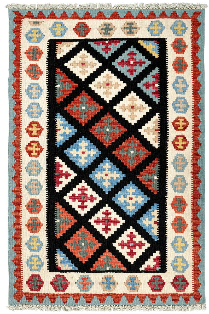 Kelim Gashgai · Handgewebt – Schwarz, 157x101 cm