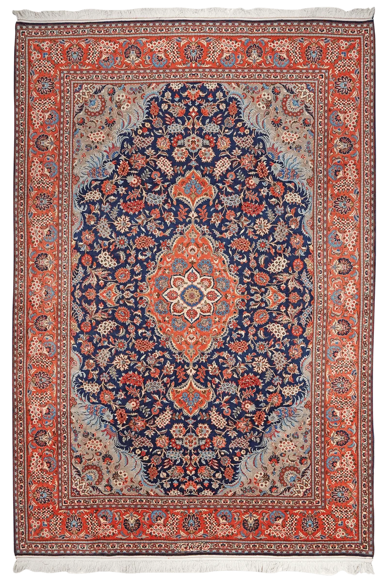 Kashan · Handgeknüpft – Blau, 293x202 cm