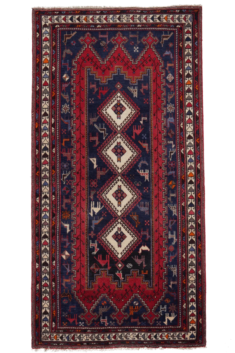 Afshar · Handgeknüpft – Blau, 214x105 cm