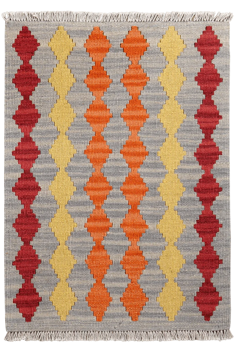 Kelim Gashgai · Handgewebt – Grau, 88x63 cm