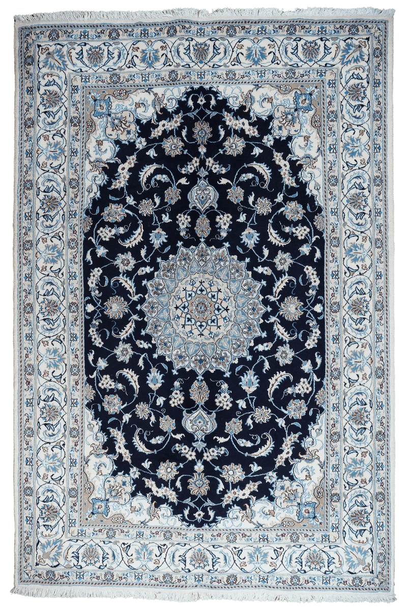 Nain 12La · Handgeknüpft – Blau, 298x196 cm