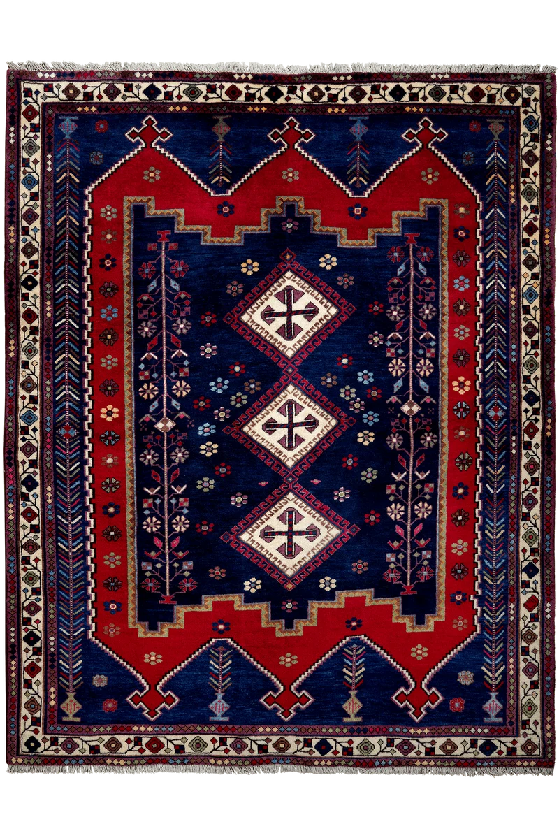Afshar · Handgeknüpft – Blau, 210x165 cm