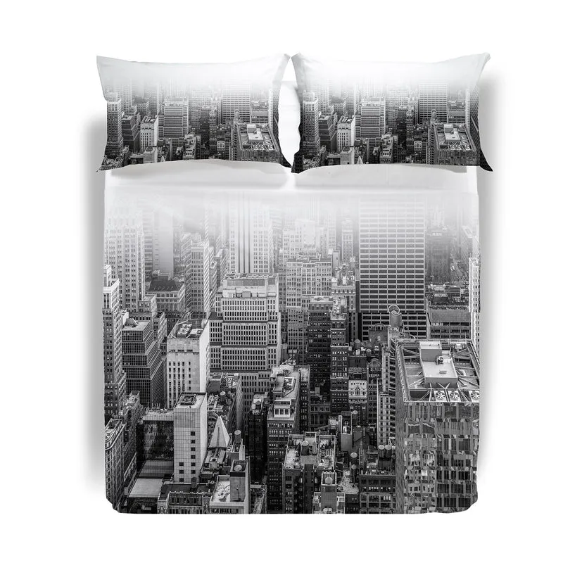 Completo Lenzuola Copriletto ny black&white Fotografico in Cotone