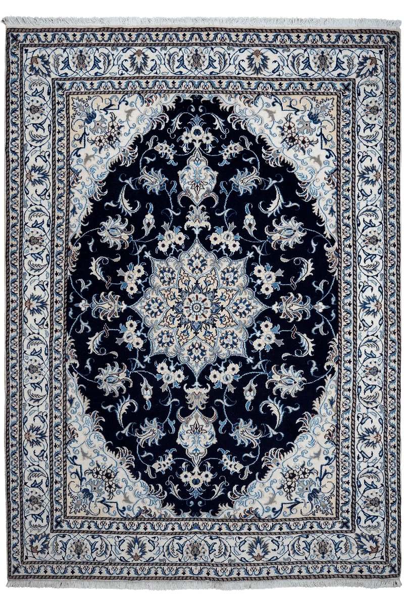 Nain 12La · Handgeknüpft – Blau, 235x165 cm