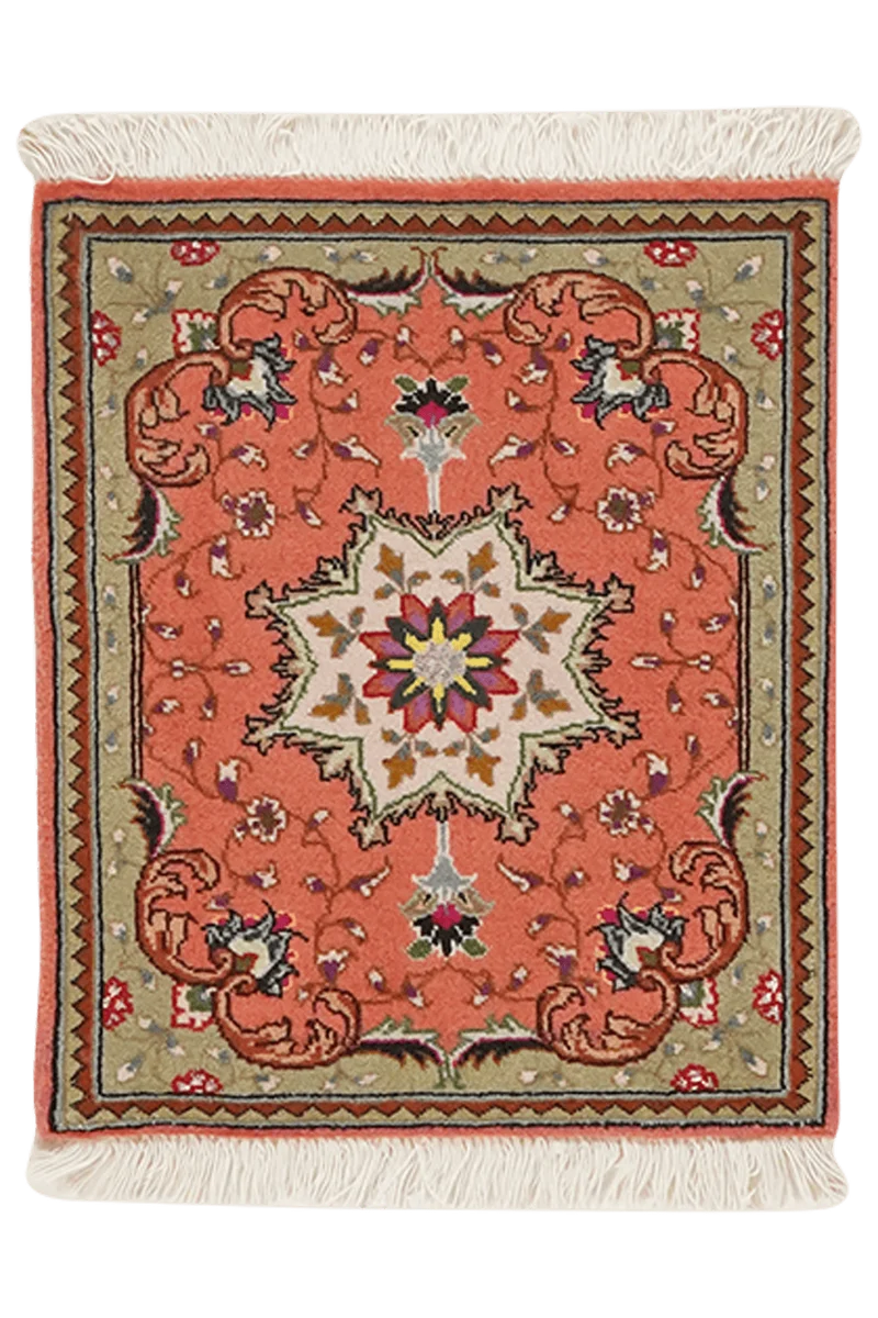 Tabriz 50 Raj · Handgeknüpft – Rot, 47x39 cm