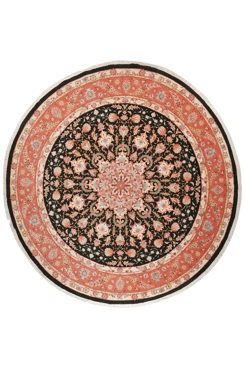 Tabriz Round · Handgeknüpft – Schwarz, 244x244 cm