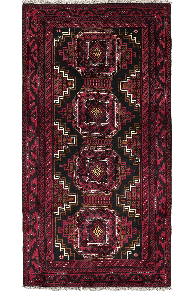 Belutch · Handgeknüpft – Schwarz, 204x102 cm