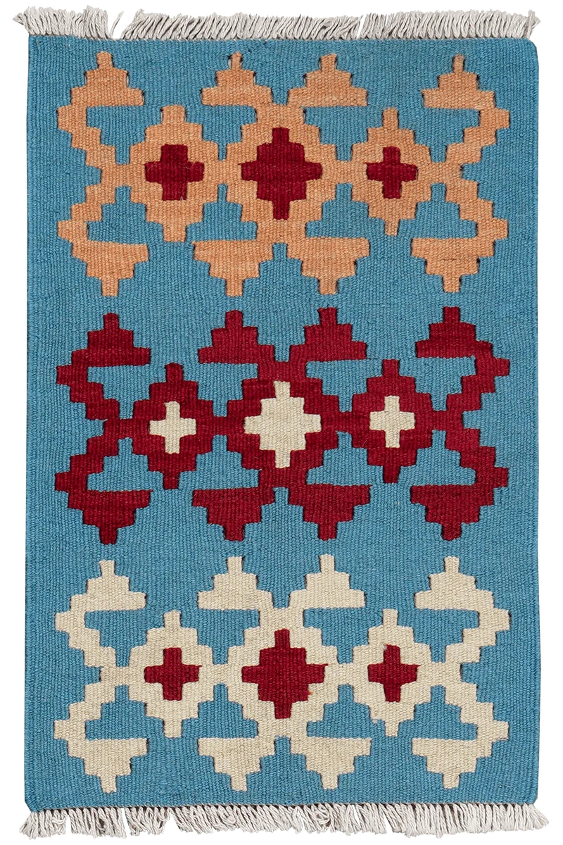 Kelim Gashgai · Handgewebt – Blau, 65x43 cm