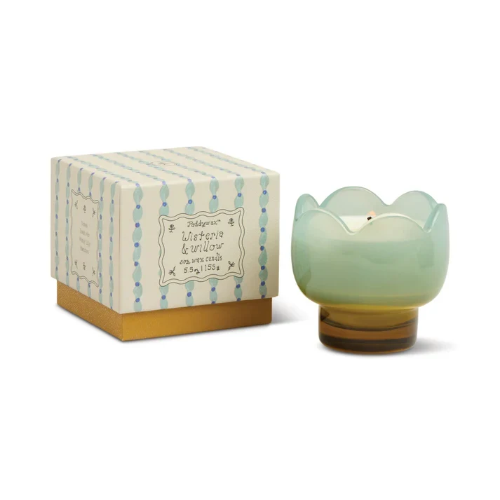 TULIP Wisteria & Willow Blau & Ocker Glas Kerze