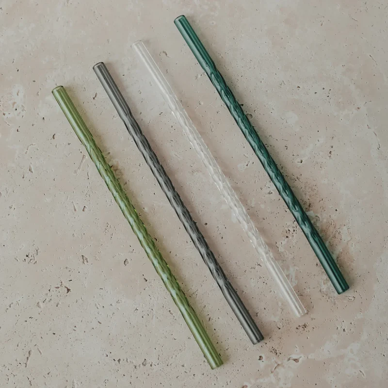 EULENSCHNITT Gedrehte Glashalme 4-er Set Grün