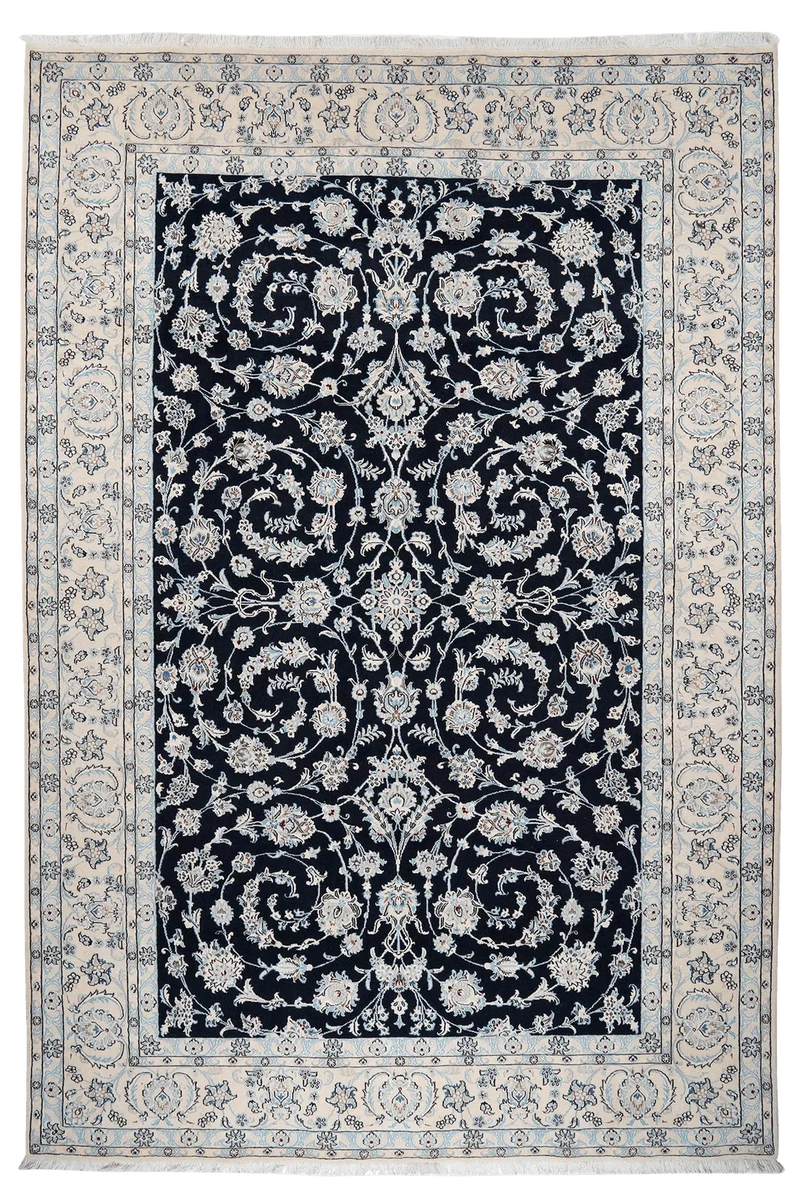 Nain 9La · Handgeknüpft – Blau, 296x203 cm