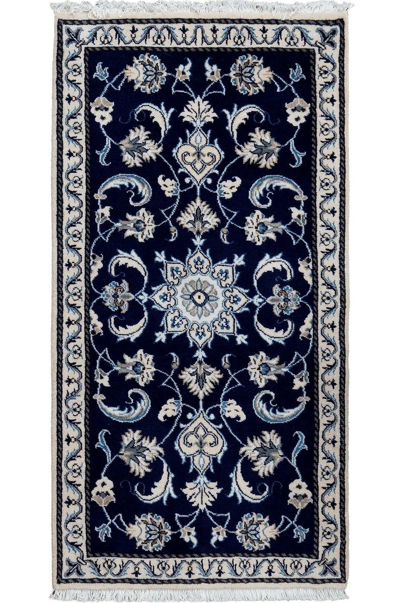 Nain 12La · Handgeknüpft – Blau, 132x66 cm