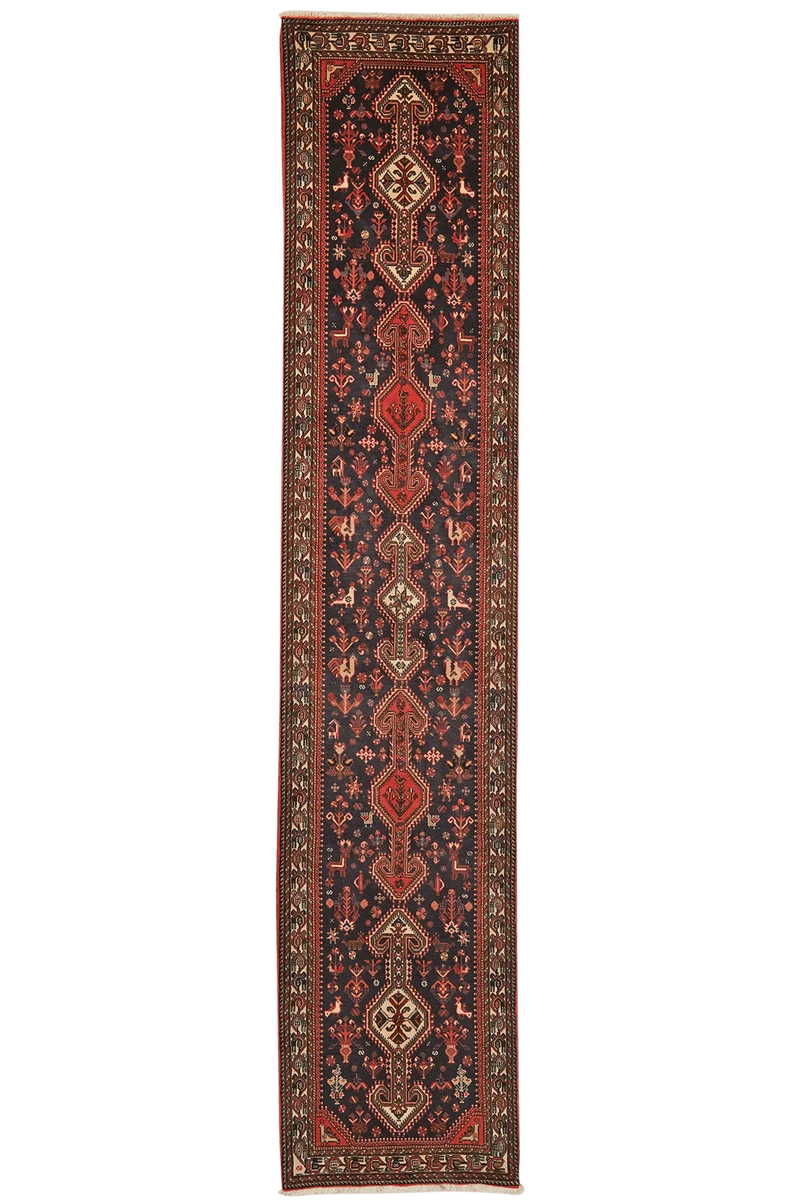 Nasrabad · Handgeknüpft – Blau, 394x79 cm