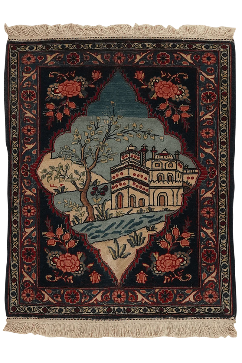 Kashan · Handgeknüpft – Blau, 76x63 cm